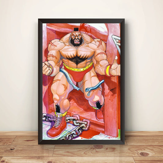 Zangief In Stage Street Fighting Premium Poster (Vectorized Design)