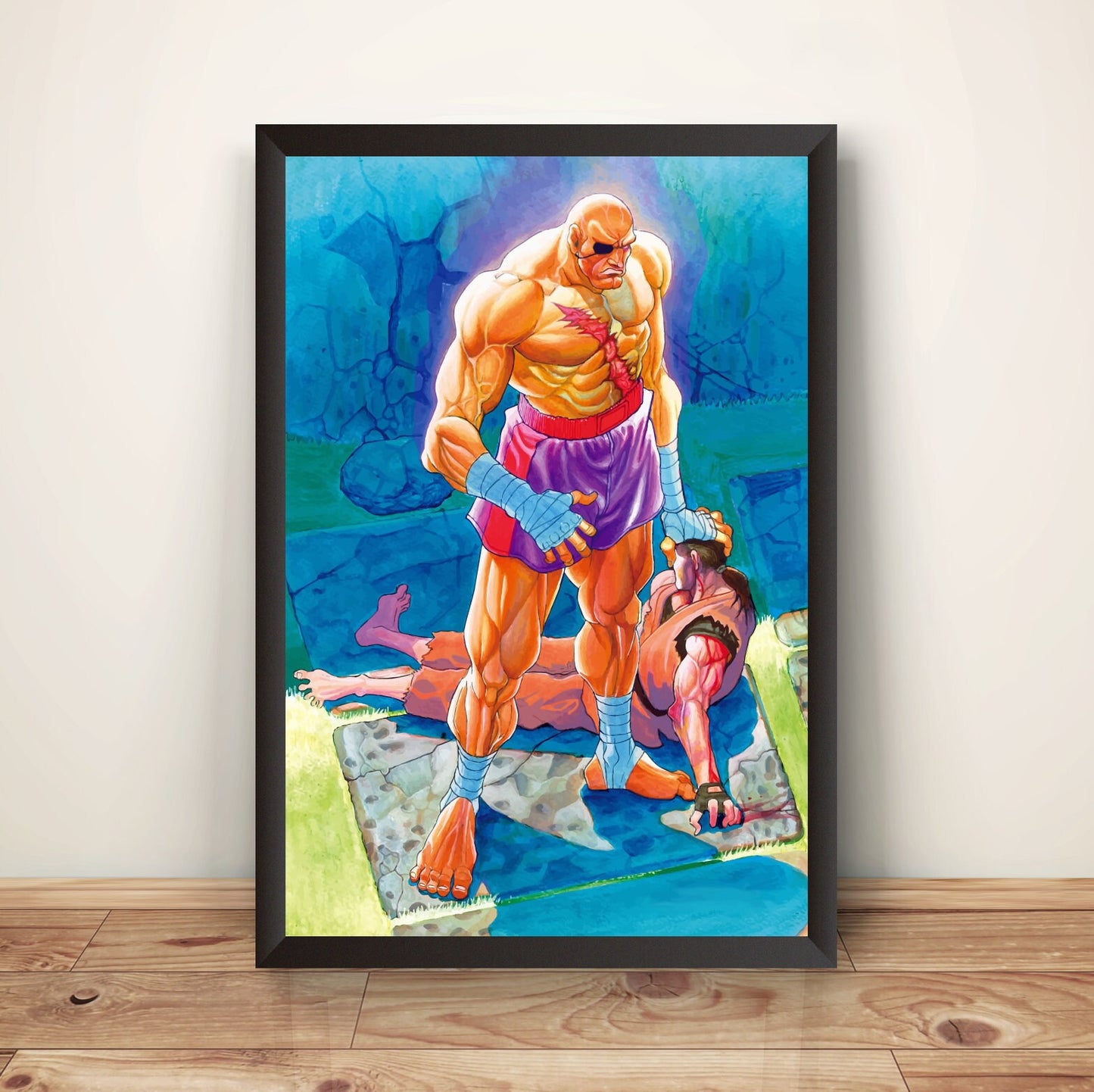 Sagat In Stage Street Fighting Premium Poster (Vectorized Design)