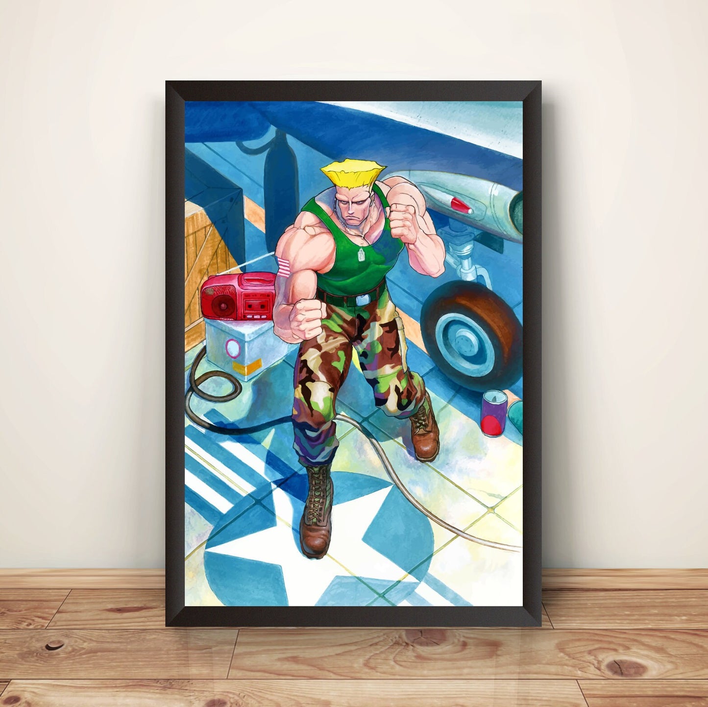 Guile In Stage Street Fighting Premium Poster (Vectorized Design)