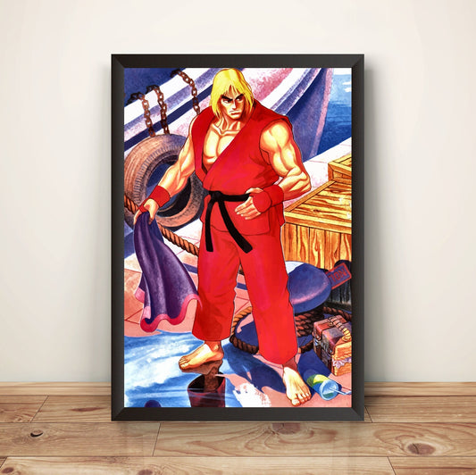 Ken In Stage Street Fighting Premium Poster (Vectorized Design)