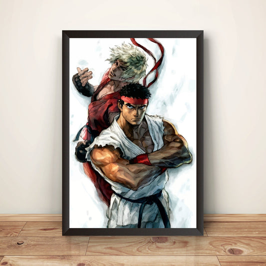 Ryu & Ken Street Fighting 4 V2 Premium Poster (Vectorized Design)