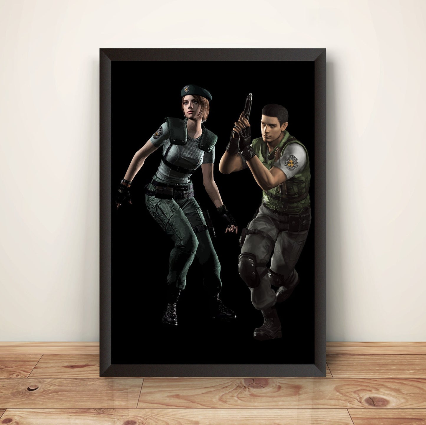 Jill Valentine & Chris Redfield Residence Evil Remake Premium Poster (Vectorized Design)