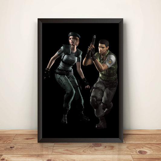 Jill Valentine & Chris Redfield Residence Evil Remake Premium Poster (Vectorized Design)