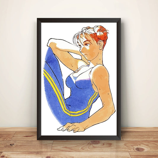 Chun Li Resting Premium Poster (Vectorized Design)