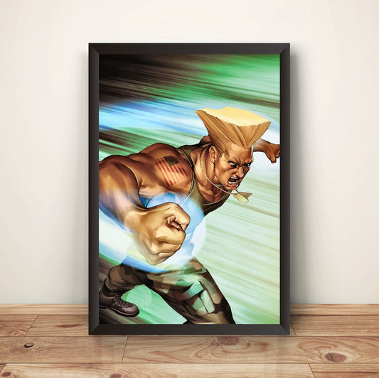 Guile Street Fighting Comic Premium Poster (Vectorized Design)