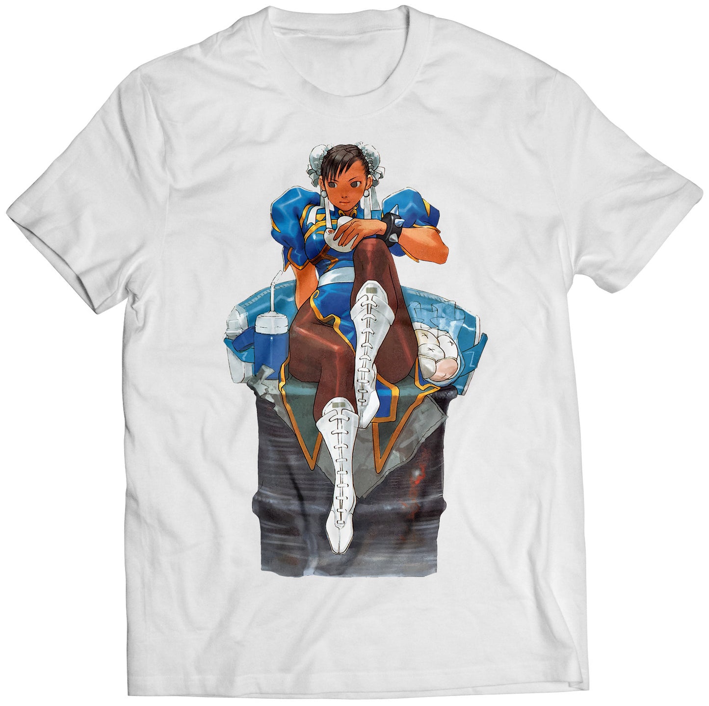 Chun Li Eating Dumplings Premium Unisex T-shirt (Vectorized Design)