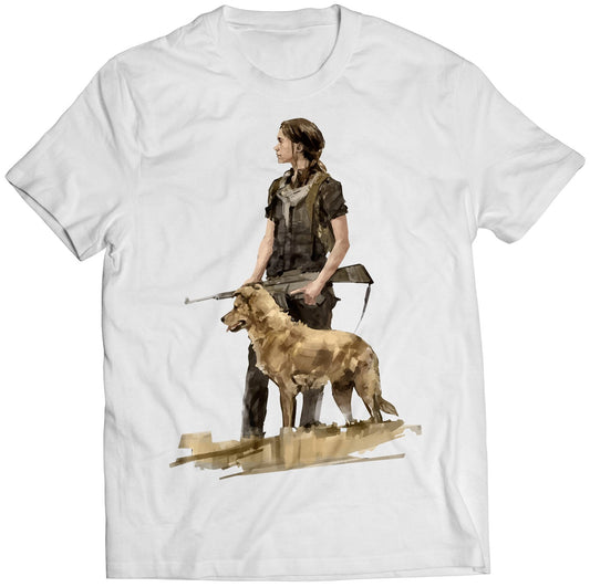 Ellie With Dog TLOU Premium Unisex T-shirt (Vectorized Design)