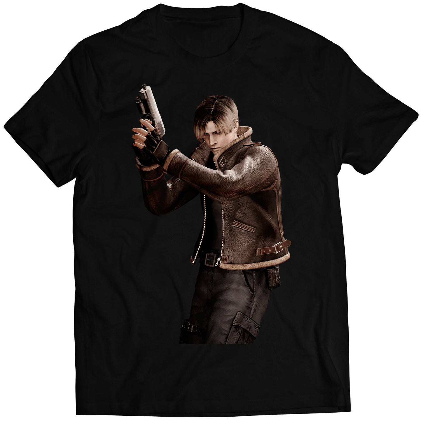 Leon Kennedy With HG Biohazard IV Residence Evil 4 Premium Unisex T-shirt (Vectorized Design)