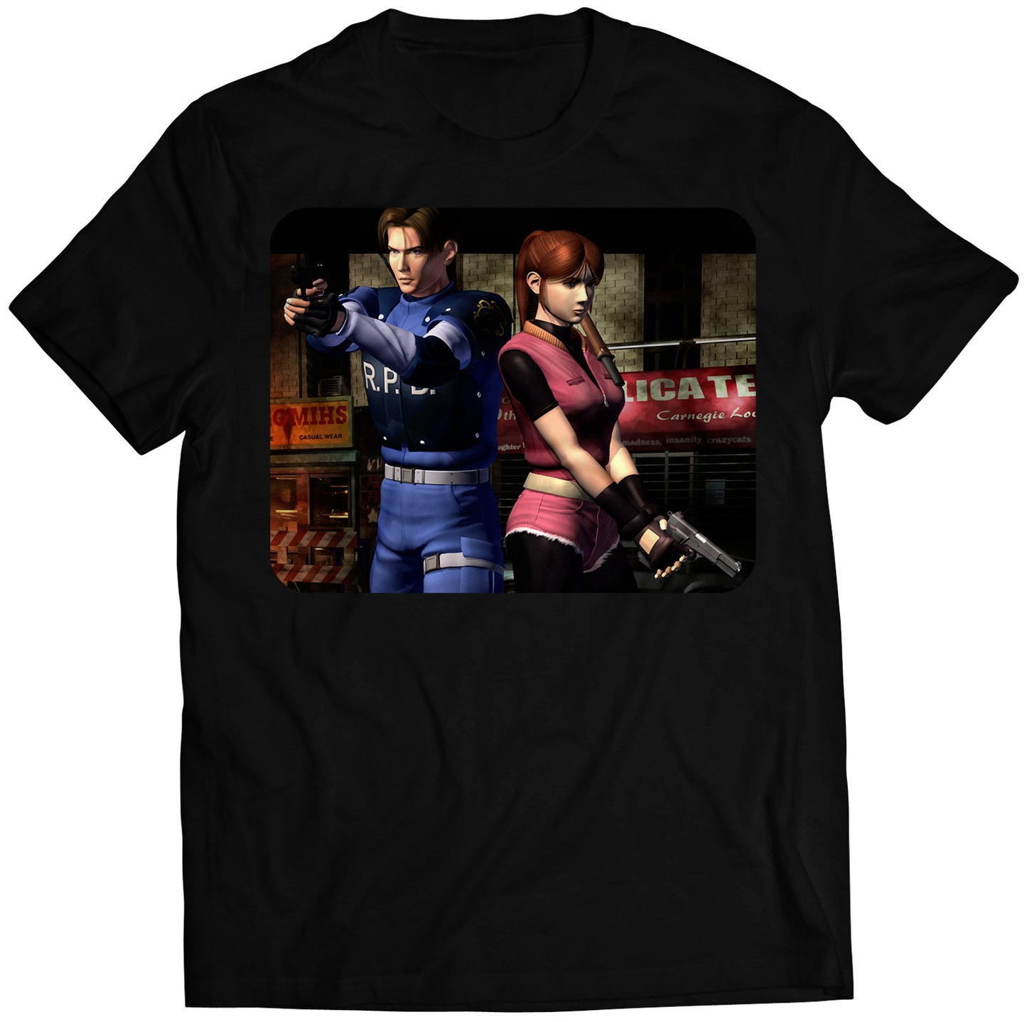 Original Leon & Claire Residence Evil 2 Biohazard Premium Unisex T-shirt (Vectorized Design)