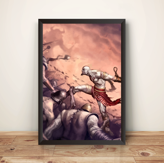 Kratos In Battle GOW2 Premium Poster (Vectorized Design)