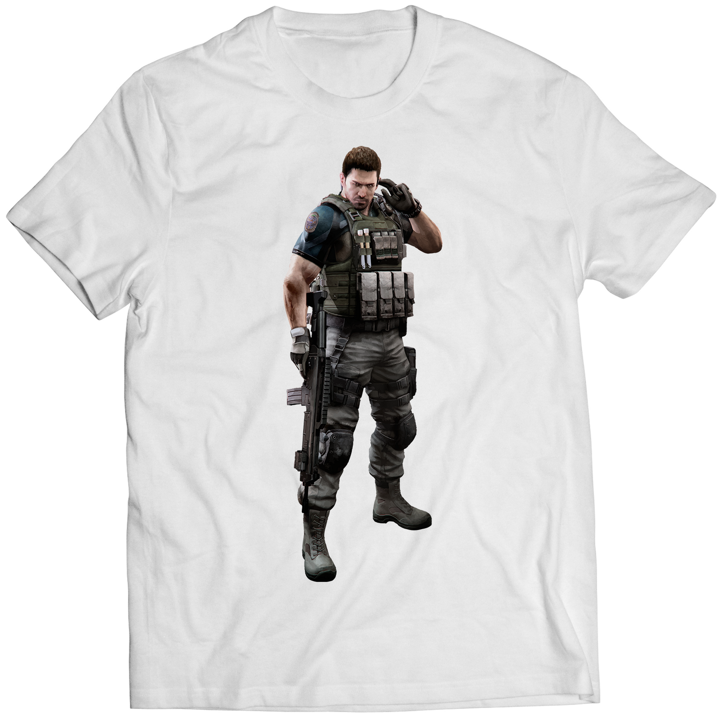 Chris Redfield With Radio RE6 Premium Unisex T-shirt (Vectorized Design)