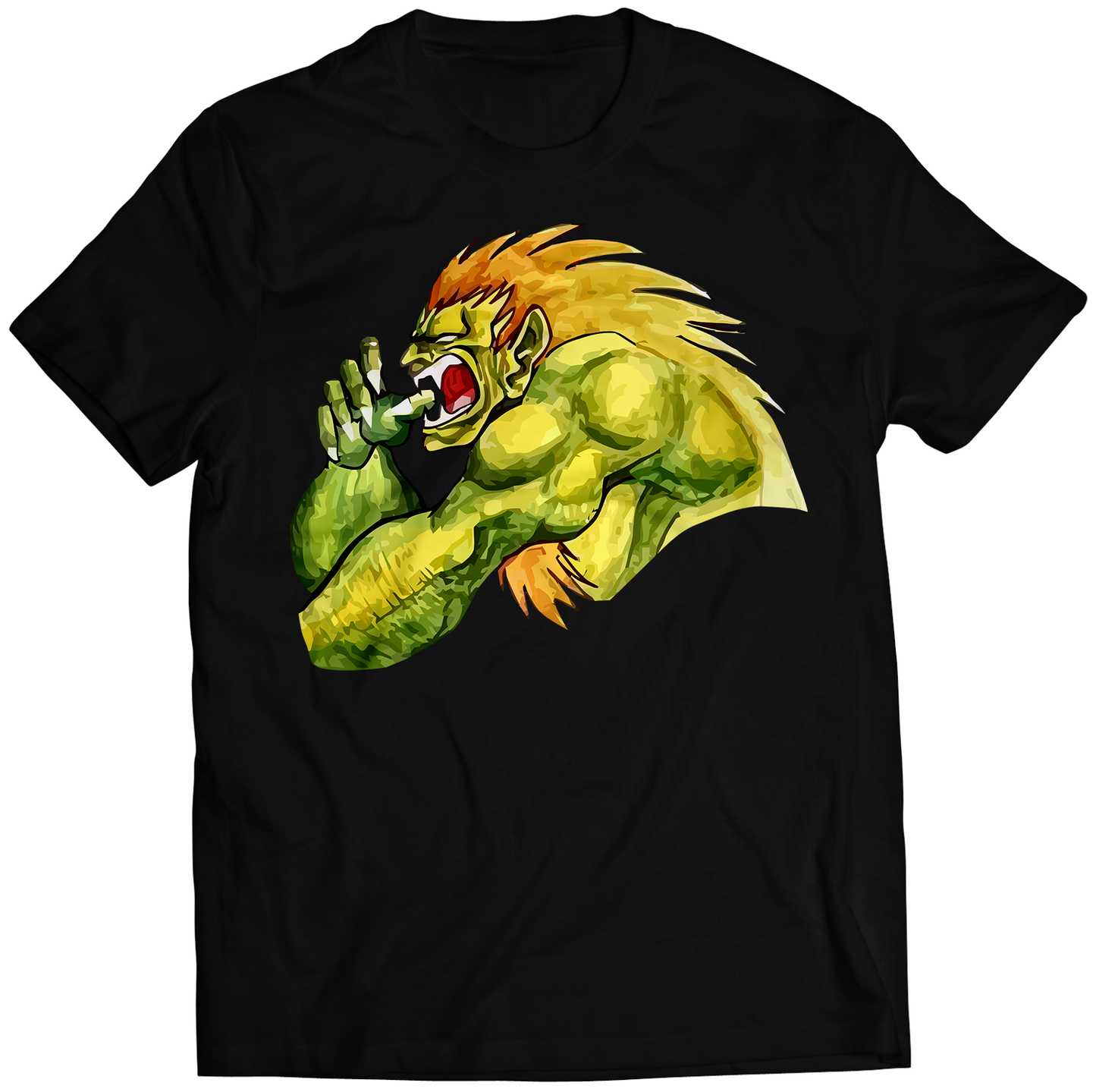 Blanka Biting Rare Original SFII World Warrior Premium Unisex T-shirt (Vectorized Design)