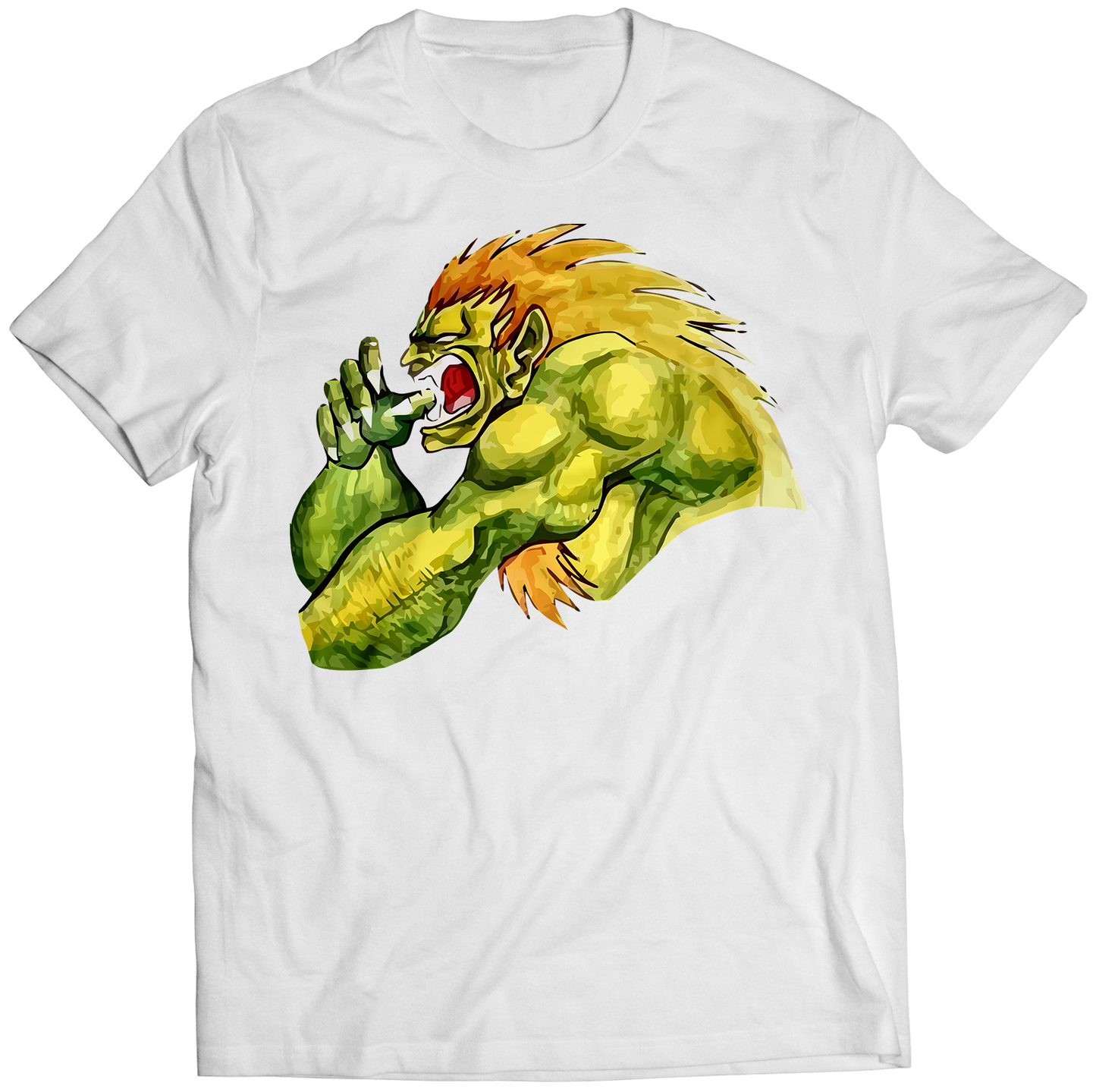 Blanka Biting Rare Original SFII World Warrior Premium Unisex T-shirt (Vectorized Design)