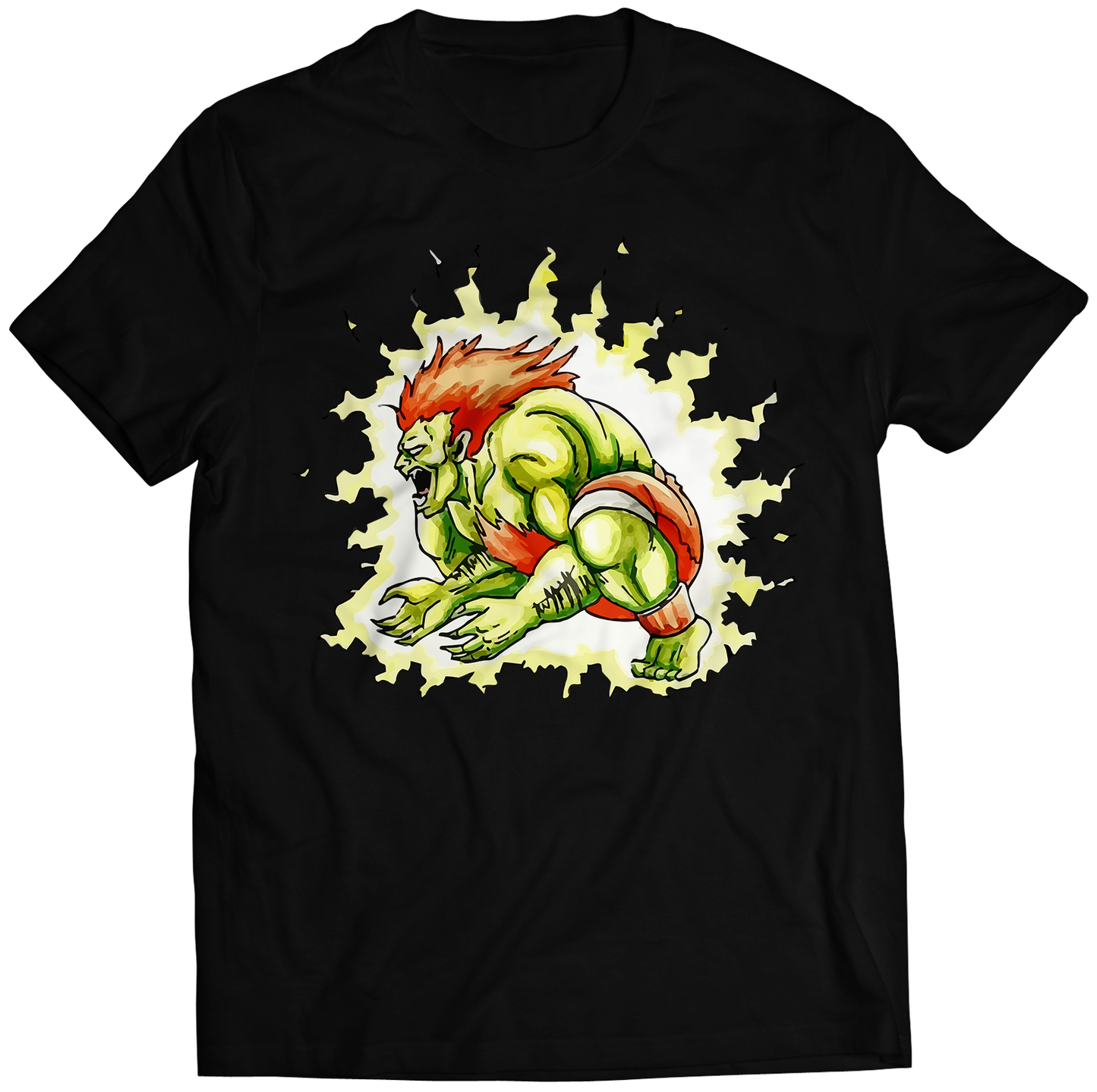 Blanka Electricity Rare Original SFII World Warrior Premium Unisex T-shirt (Vectorized Design)