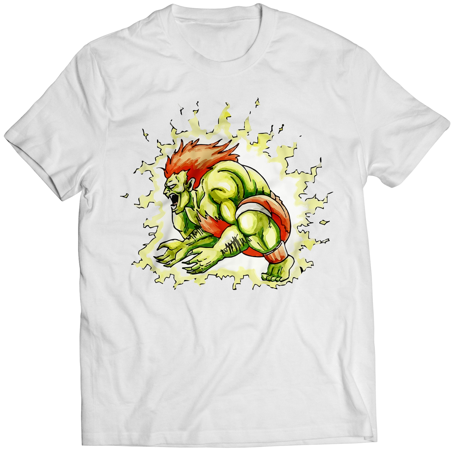 Blanka Electricity Rare Original SFII World Warrior Premium Unisex T-shirt (Vectorized Design)