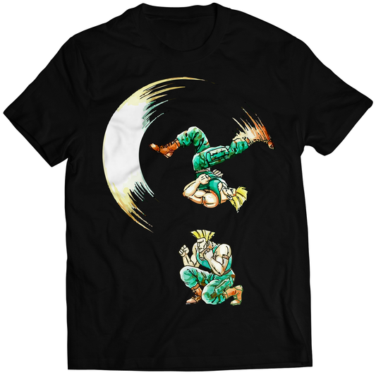 Guile Flashkick Rare Original SFII World Warrior Premium Unisex T-shirt (Vectorized Design)