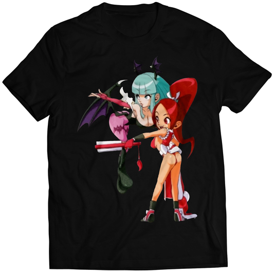 Morrigan X Mai Darkstalkers Premium Unisex T-shirt (Vectorized Design)
