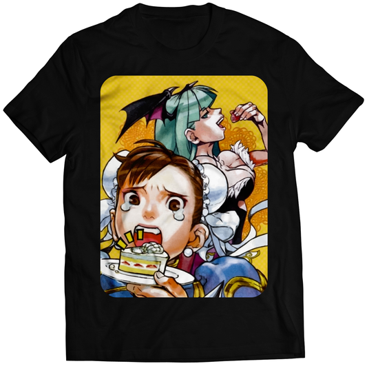 Chun X Morrigan Darkstalkers Premium Unisex T-shirt (Vectorized Design)