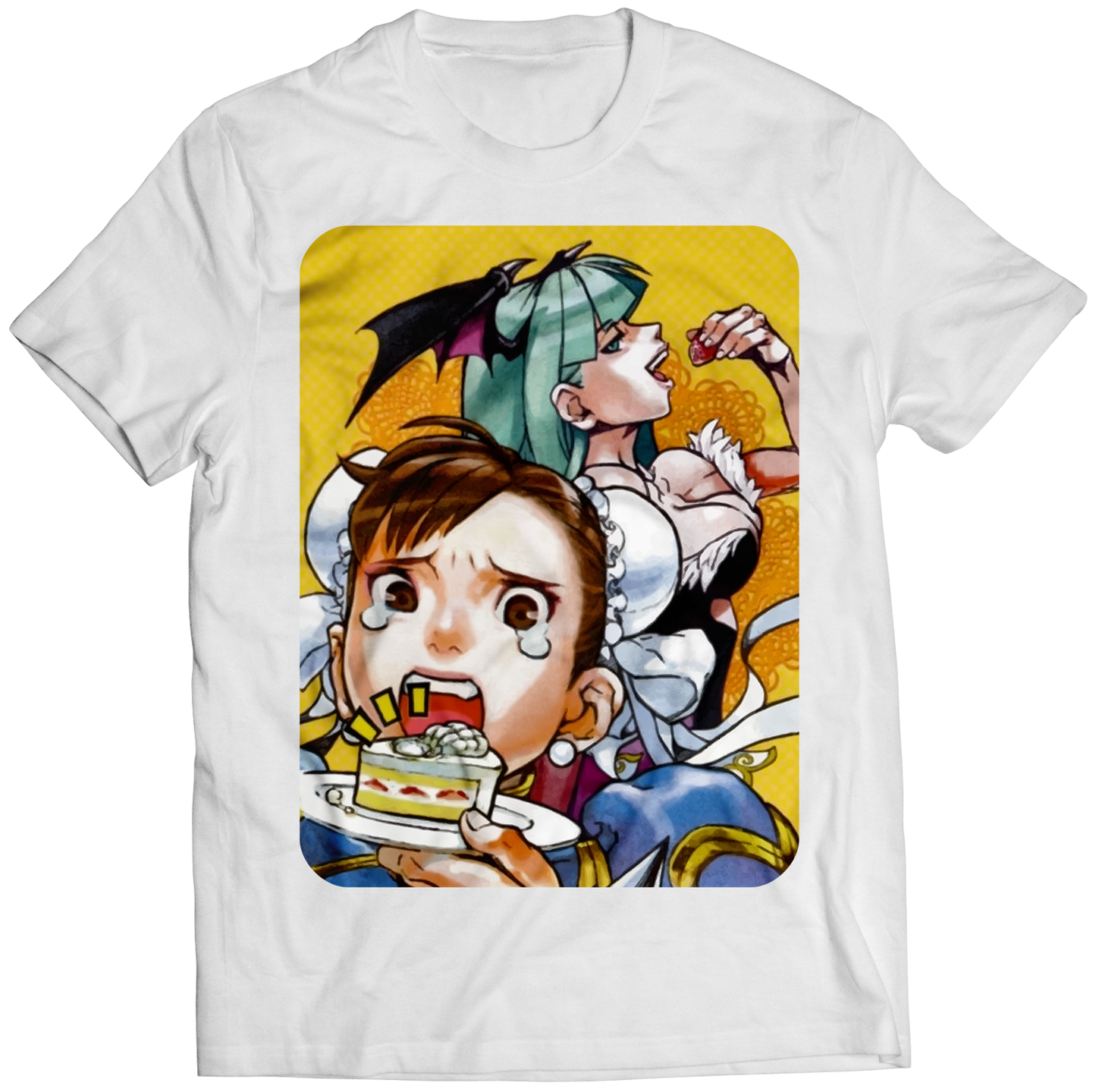 Chun X Morrigan Darkstalkers Premium Unisex T-shirt (Vectorized Design)