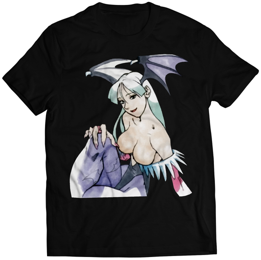 Morrigan V1 Rare Portrait Darkstalkers Premium Unisex T-shirt (Vectorized Design)