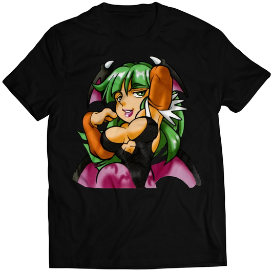 Morrigan V2 Rare Portrait Darkstalkers Premium Unisex T-shirt (Vectorized Design)