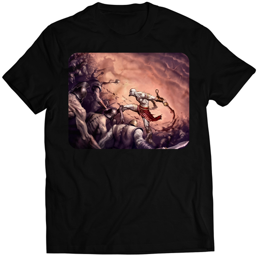 Kratos In Battle GOW2 Premium Unisex T-shirt (Vectorized Design)