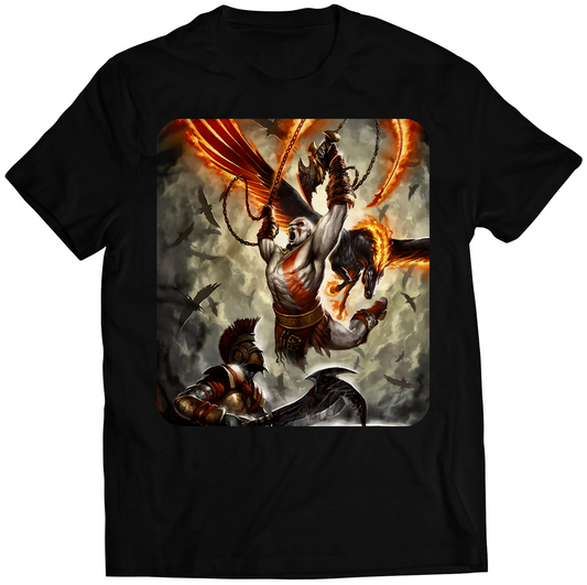 Kratos Aerial Battle GOW2 Premium Unisex T-shirt (Vectorized Design)