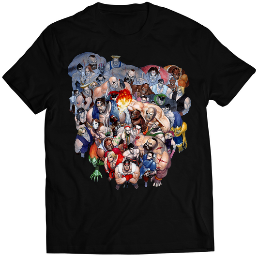 Cast Of SF2 Looking Up Premium Unisex T-shirt (Vectorized Design)